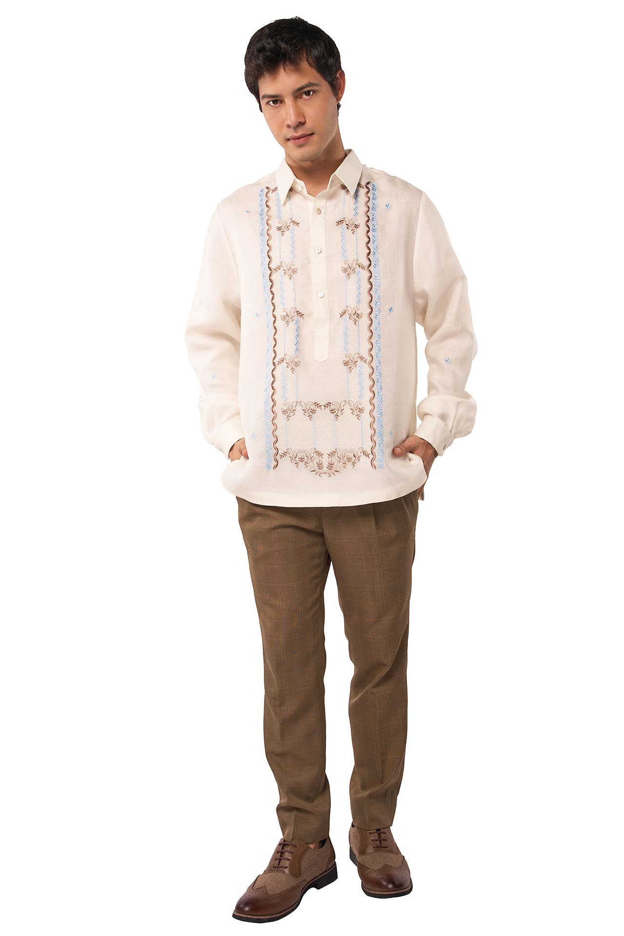 barong dress shirt Barong Tagalog | 'benicio' Short Sleeve Cream Embroidered Organza  Filipiniana Shirt