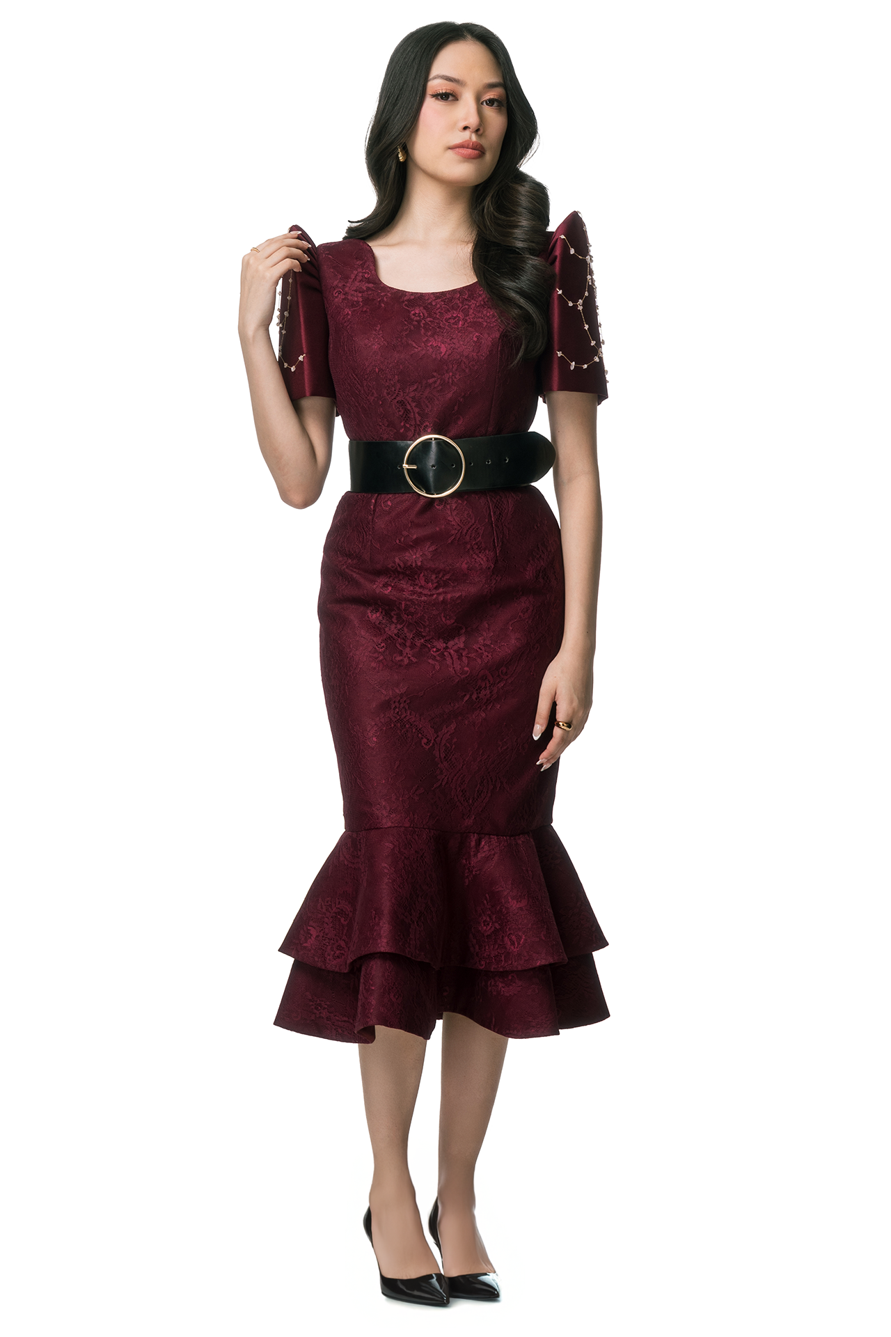 filipiniana cocktail dress Glitter Pink Cocktail Filipiniana Dress - Amelia