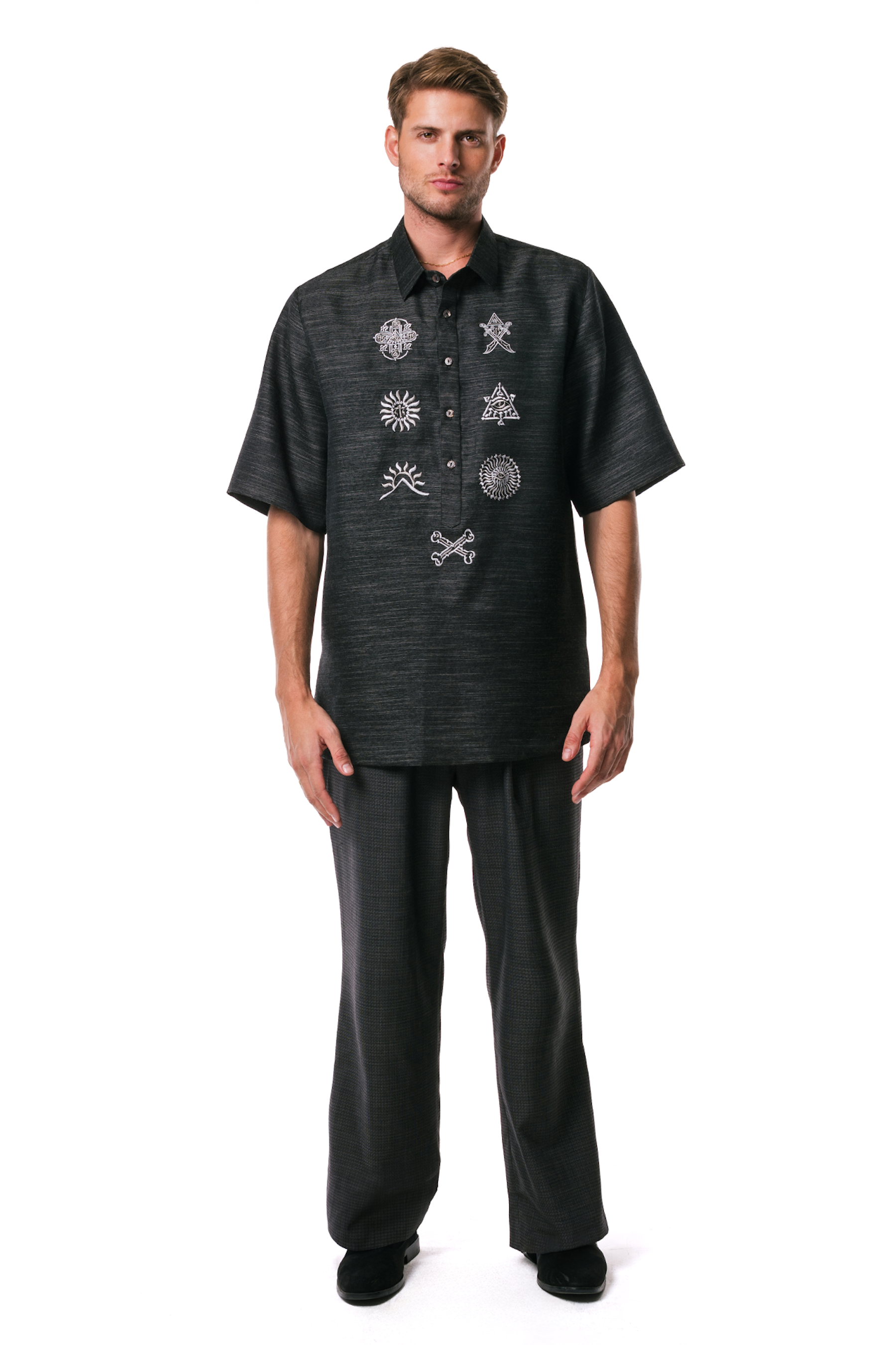 Danilo Men's Short Sleeve Barong Tagalog