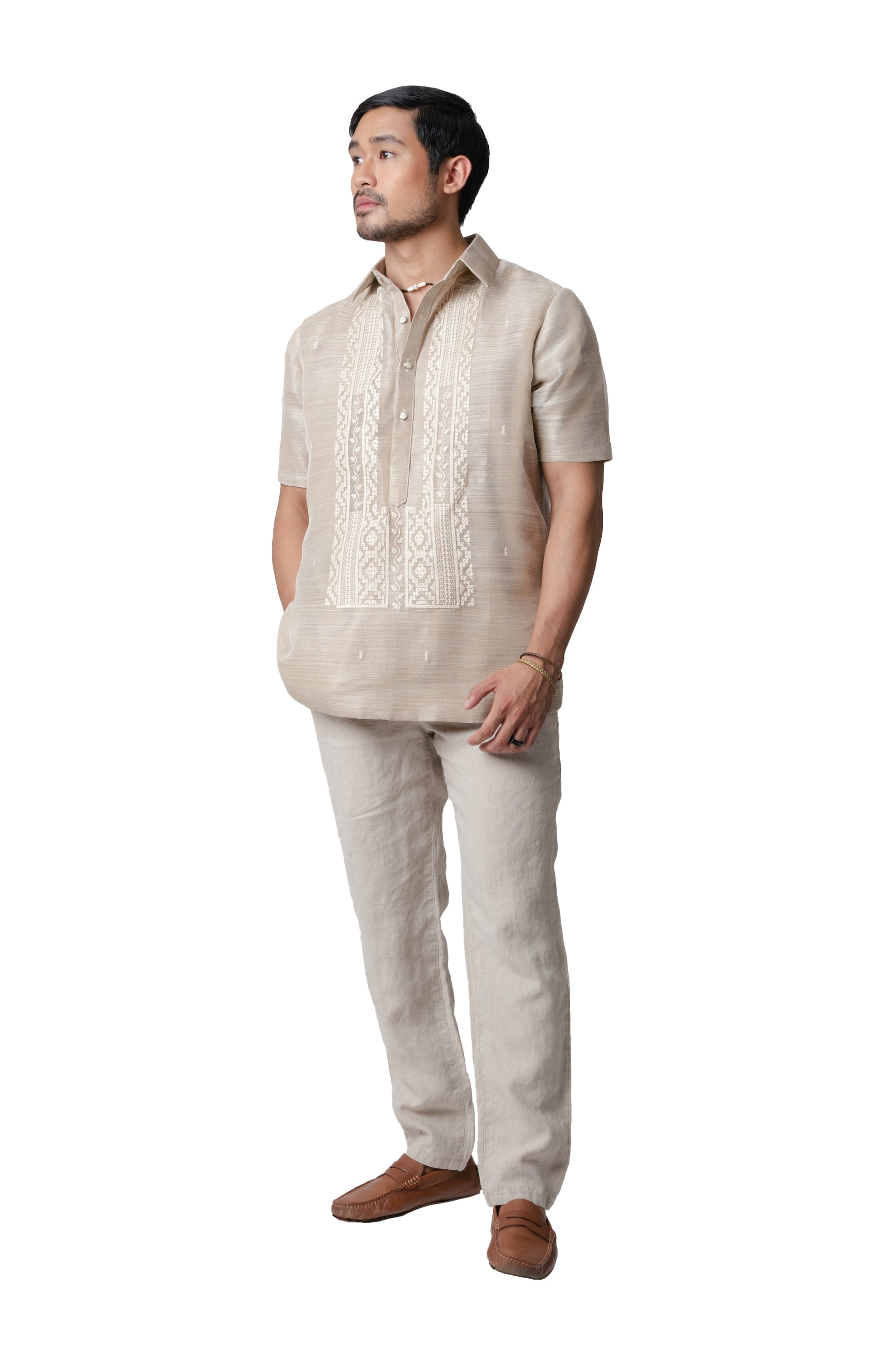 Enrique Men's Short Sleeve Barong (Piña)