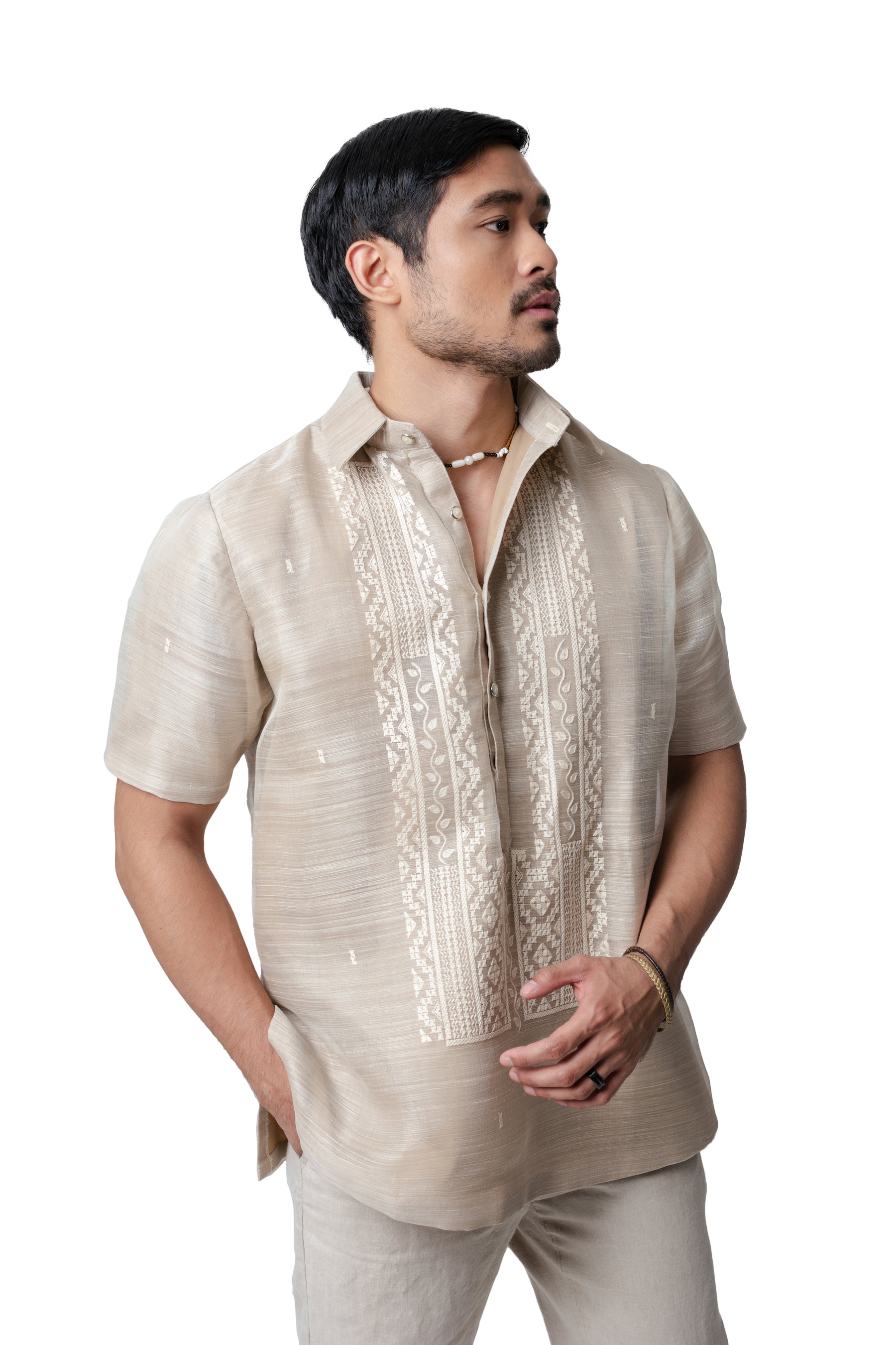 Enrique Men's Short Sleeve Barong (Piña)