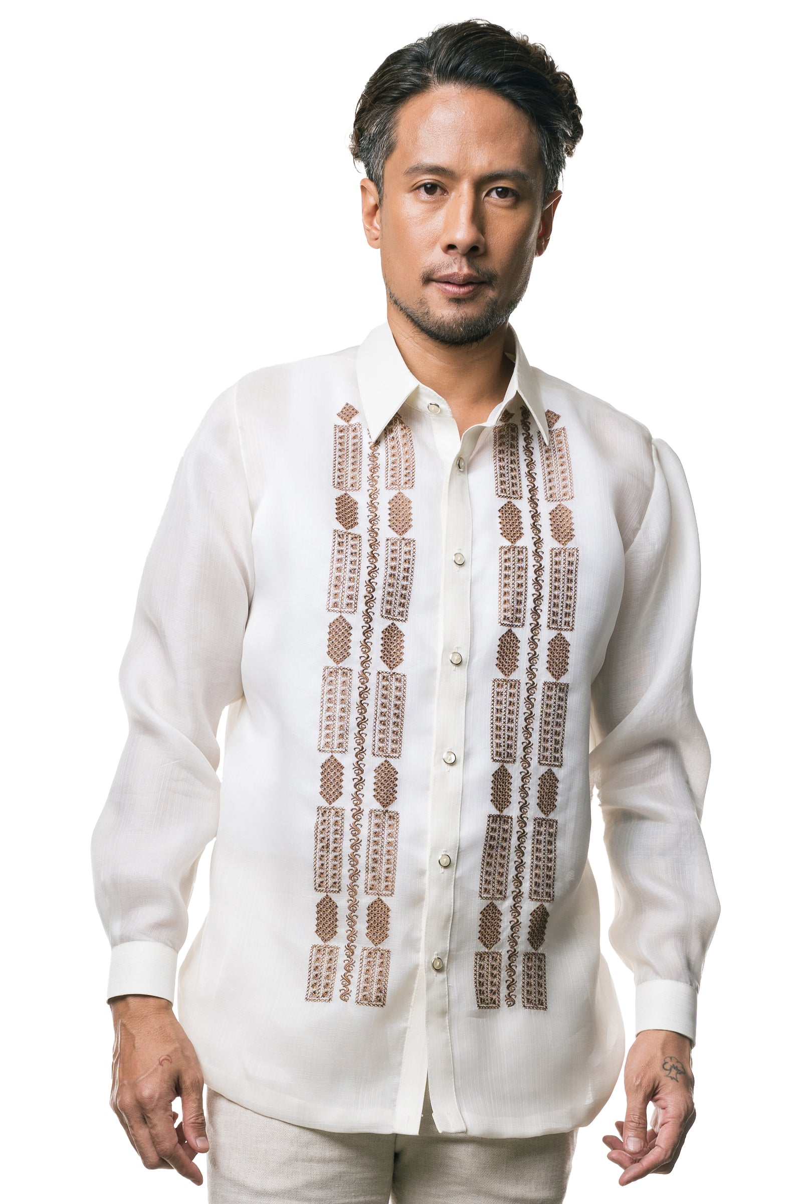 Gabriel Men's Barong Tagalog | Ivory | Modern Filipino by The Mestizo LA