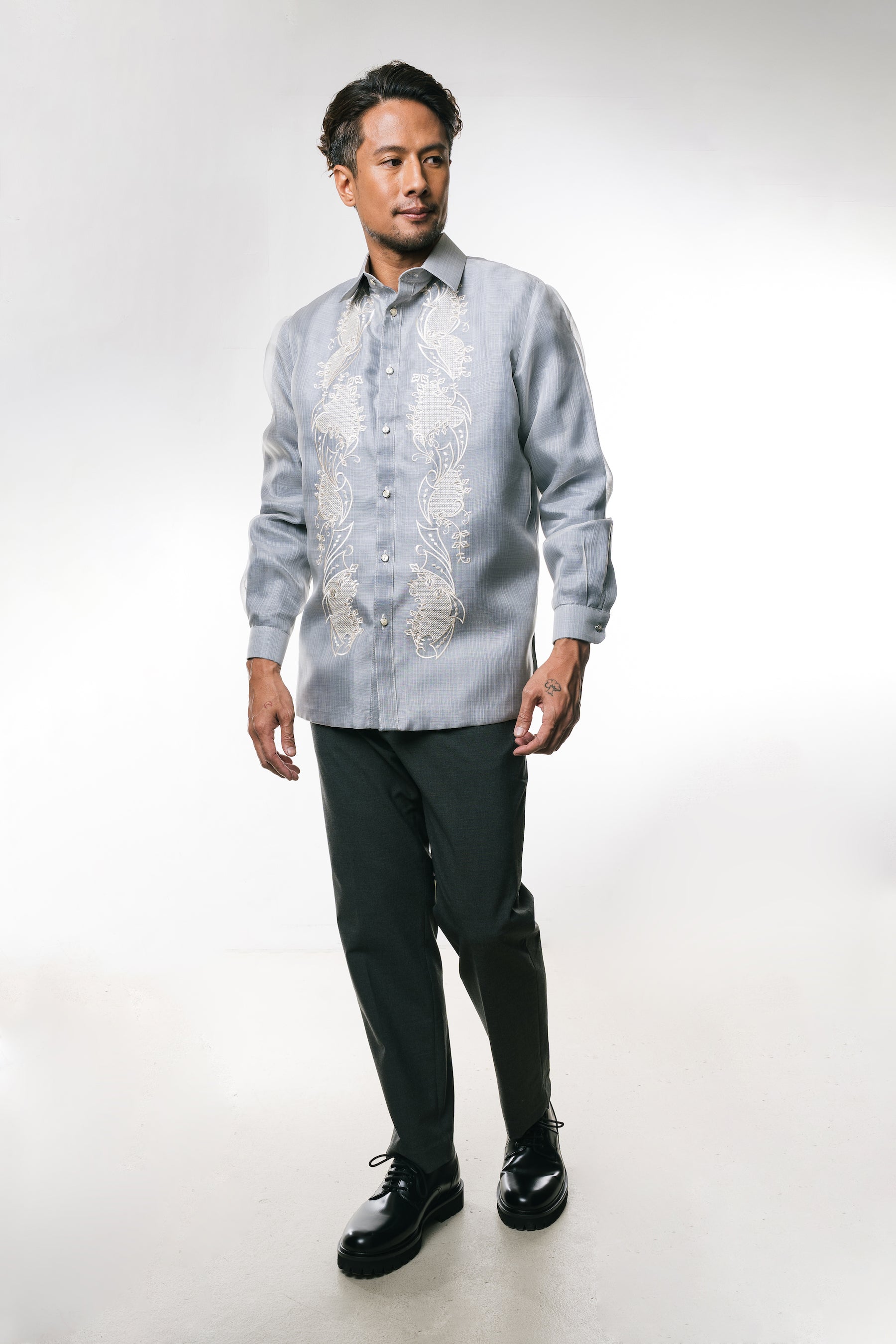 Grey Tagalog Jose Mens Barong Tagalog | Gray | Modern Filipino by The Mestizo LA