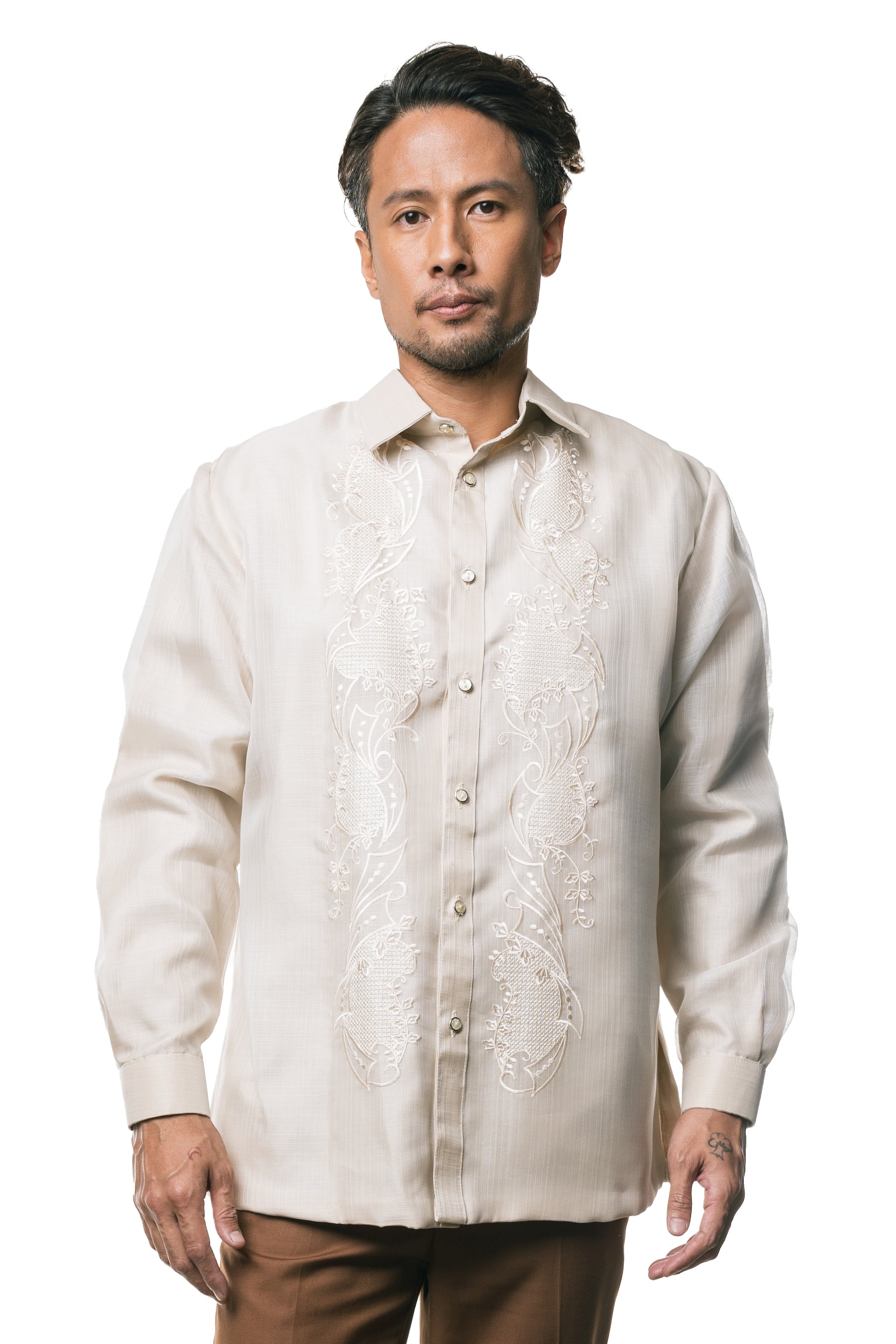 Jose Men's Barong Tagalog (Beige)