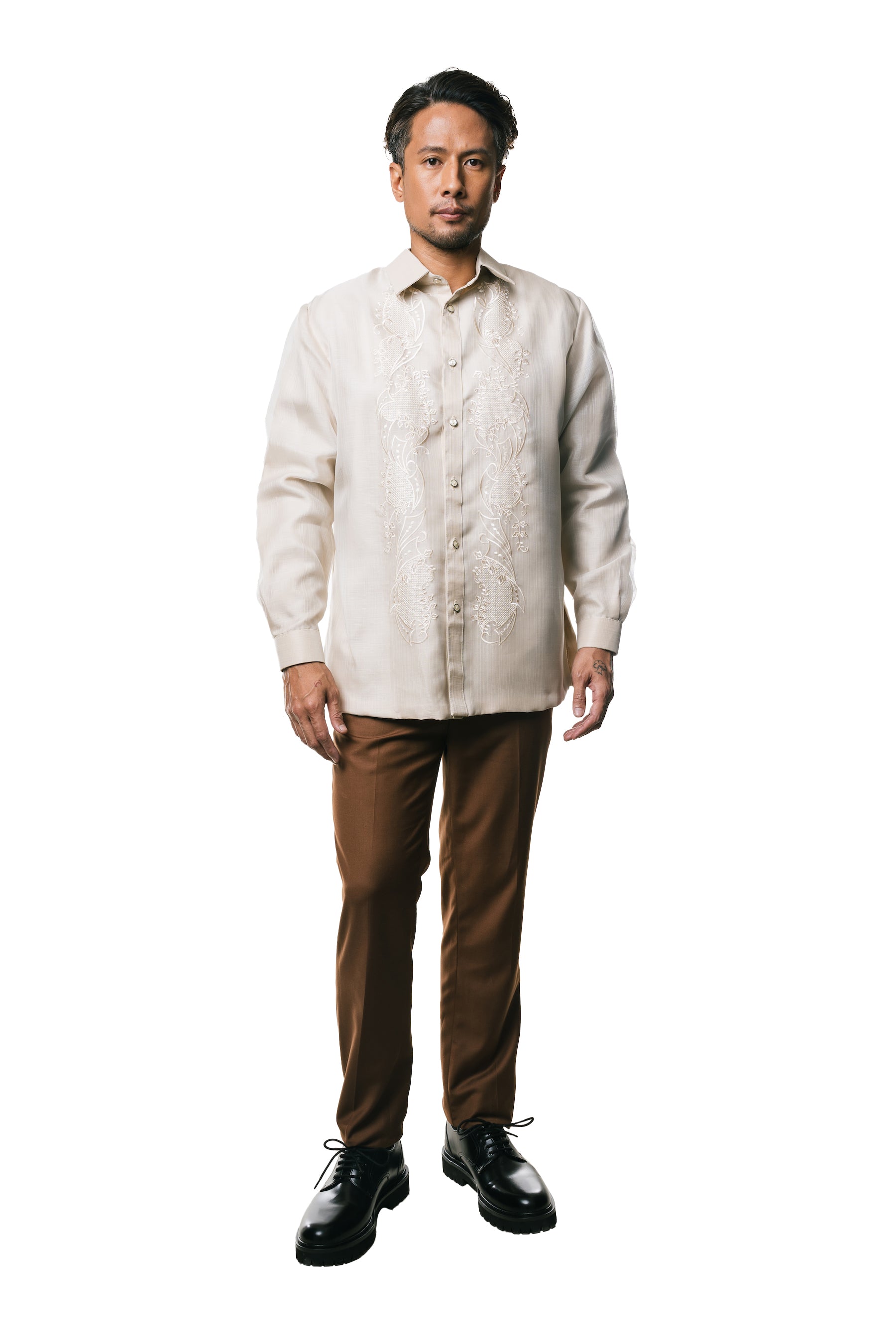 Jose Men's Barong Tagalog (Beige)