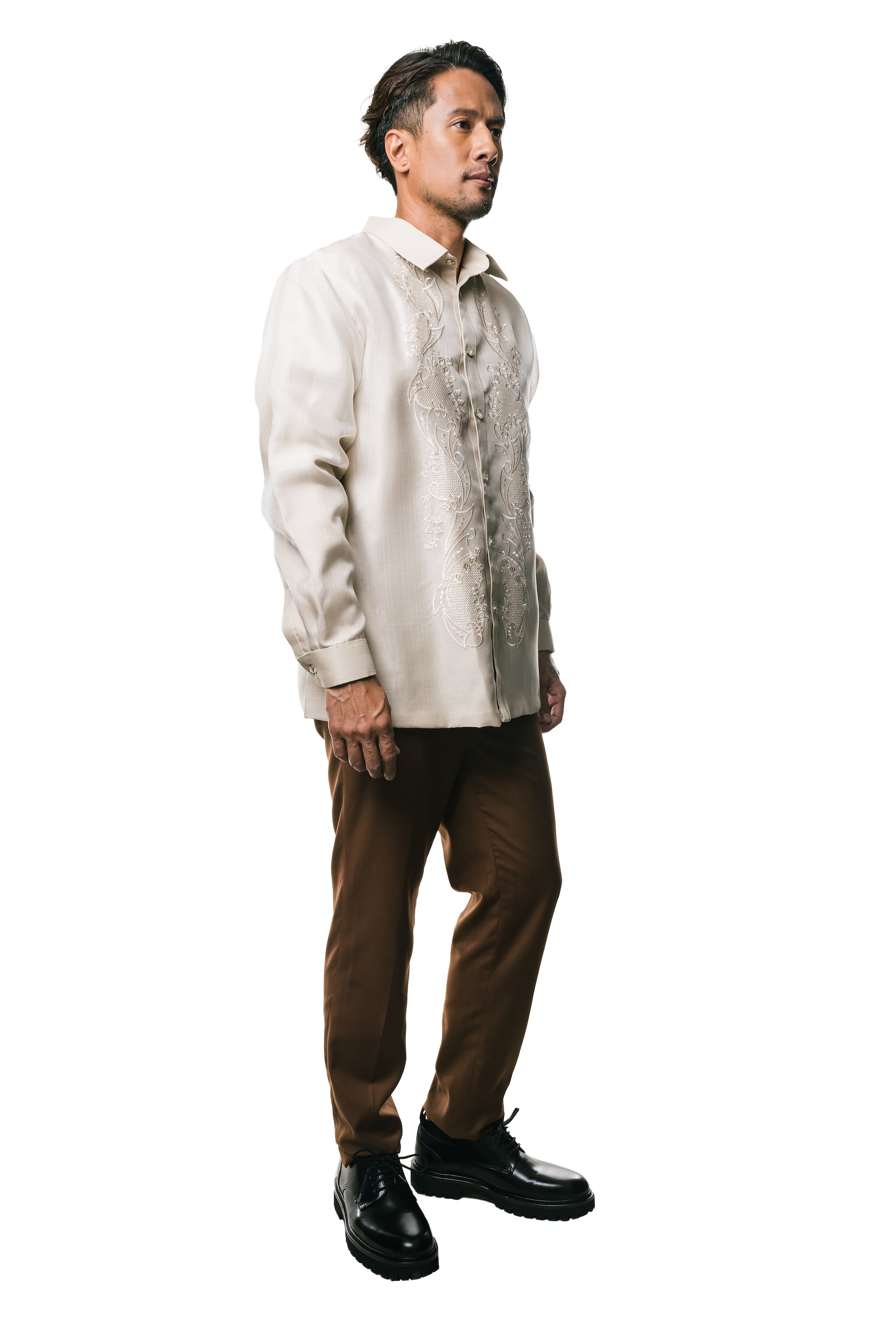 Jose Men's Barong Tagalog (Beige)