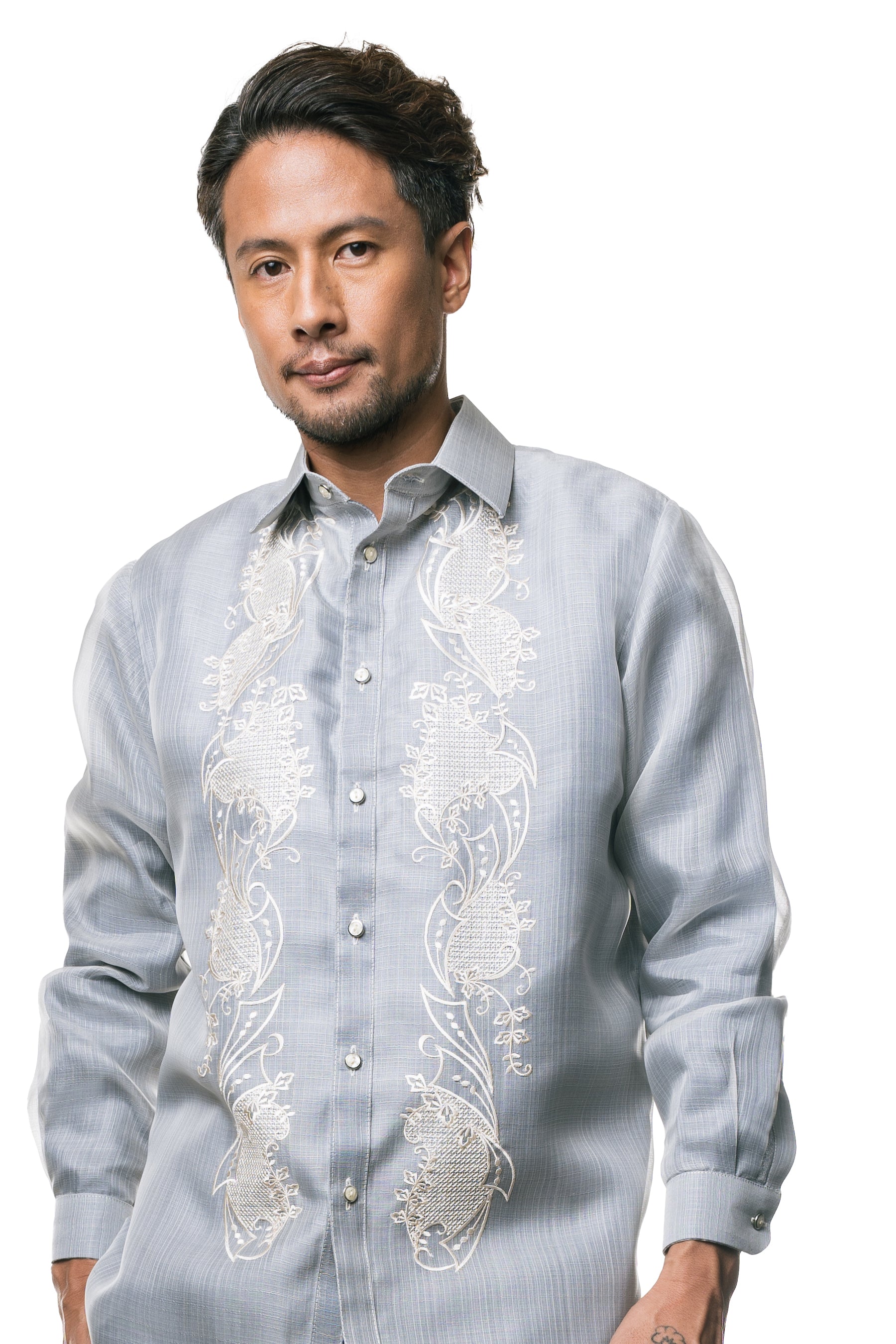 Jose Men's Barong Tagalog (Lt. Gray)