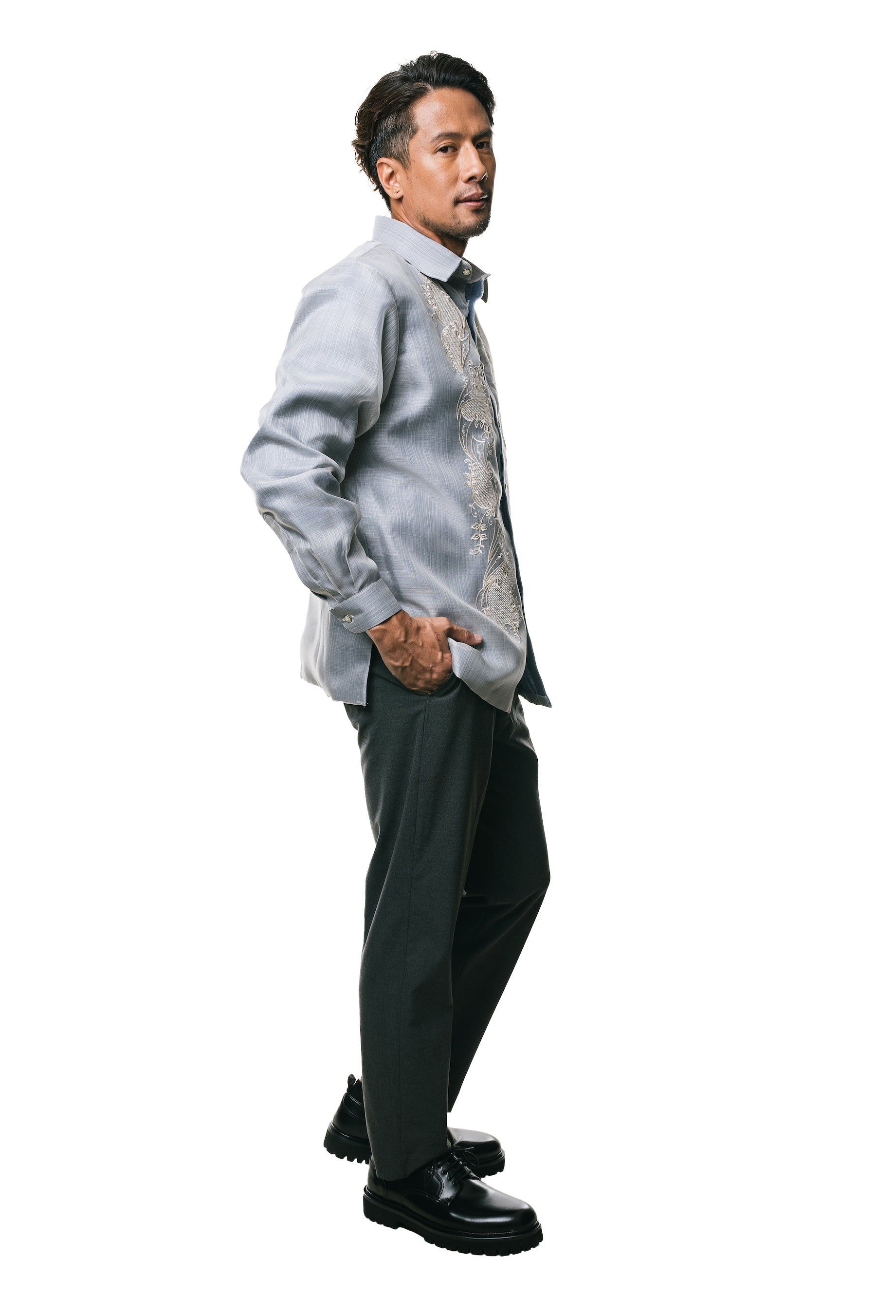 Jose Men's Barong Tagalog (Lt. Gray)