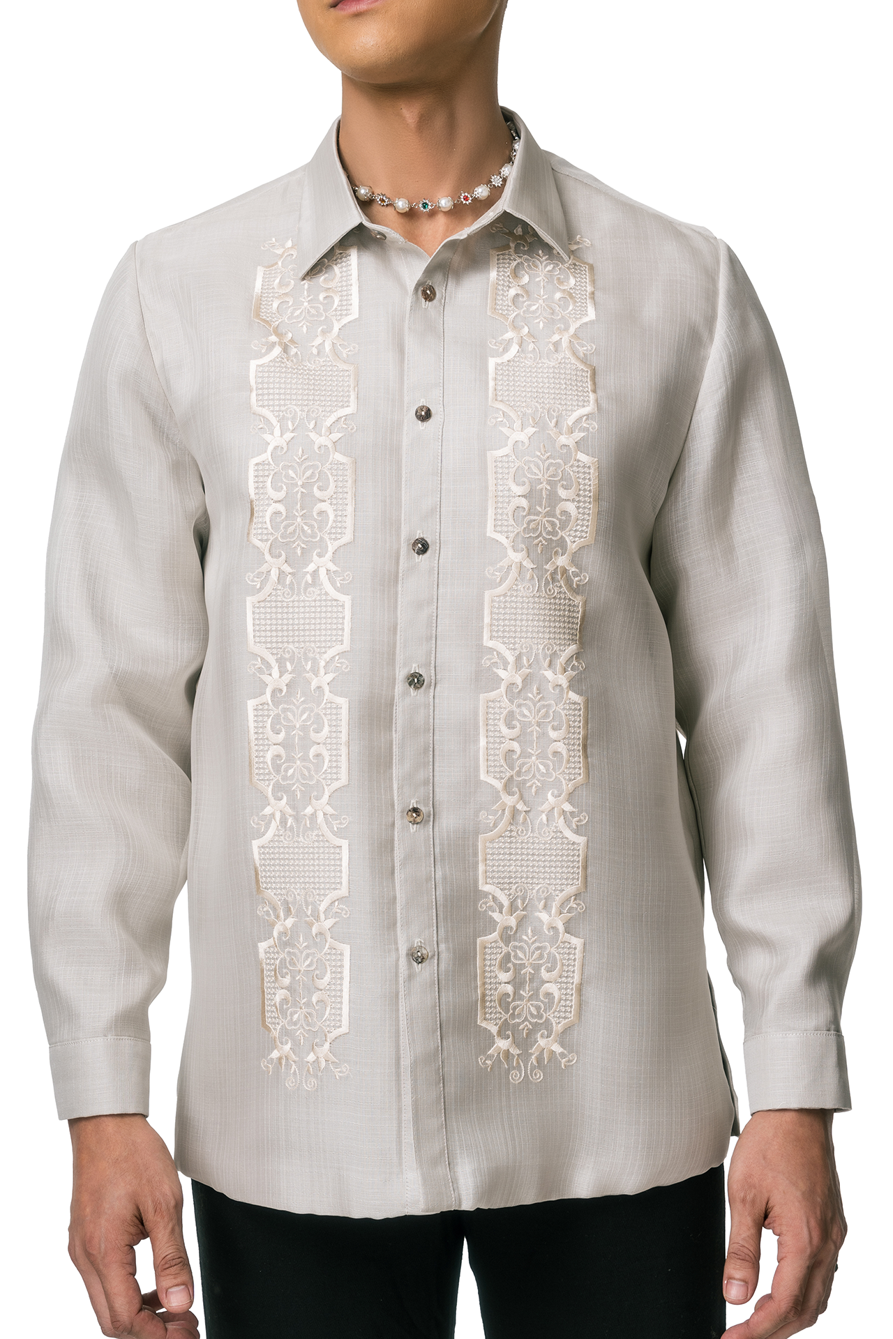 Lucas Men's Barong Tagalog (Lt. Gray)