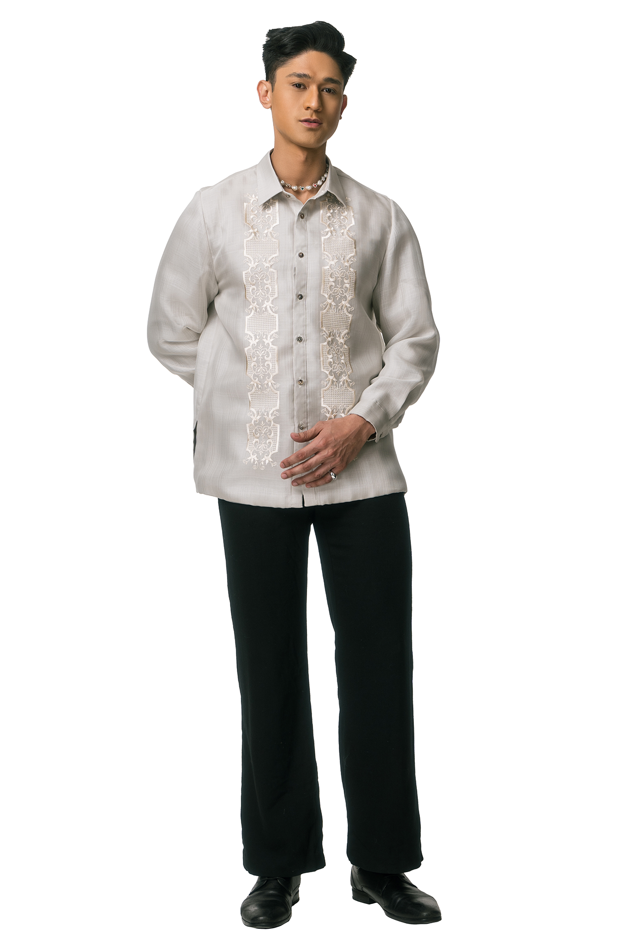 Lucas Men's Barong Tagalog (Lt. Gray)