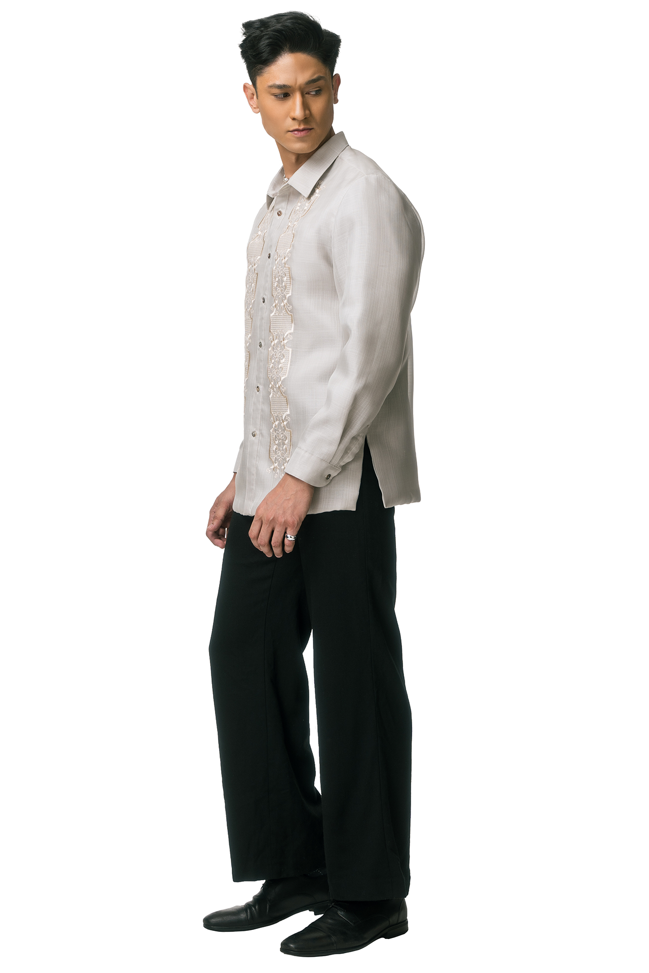 Lucas Men's Barong Tagalog (Lt. Gray)