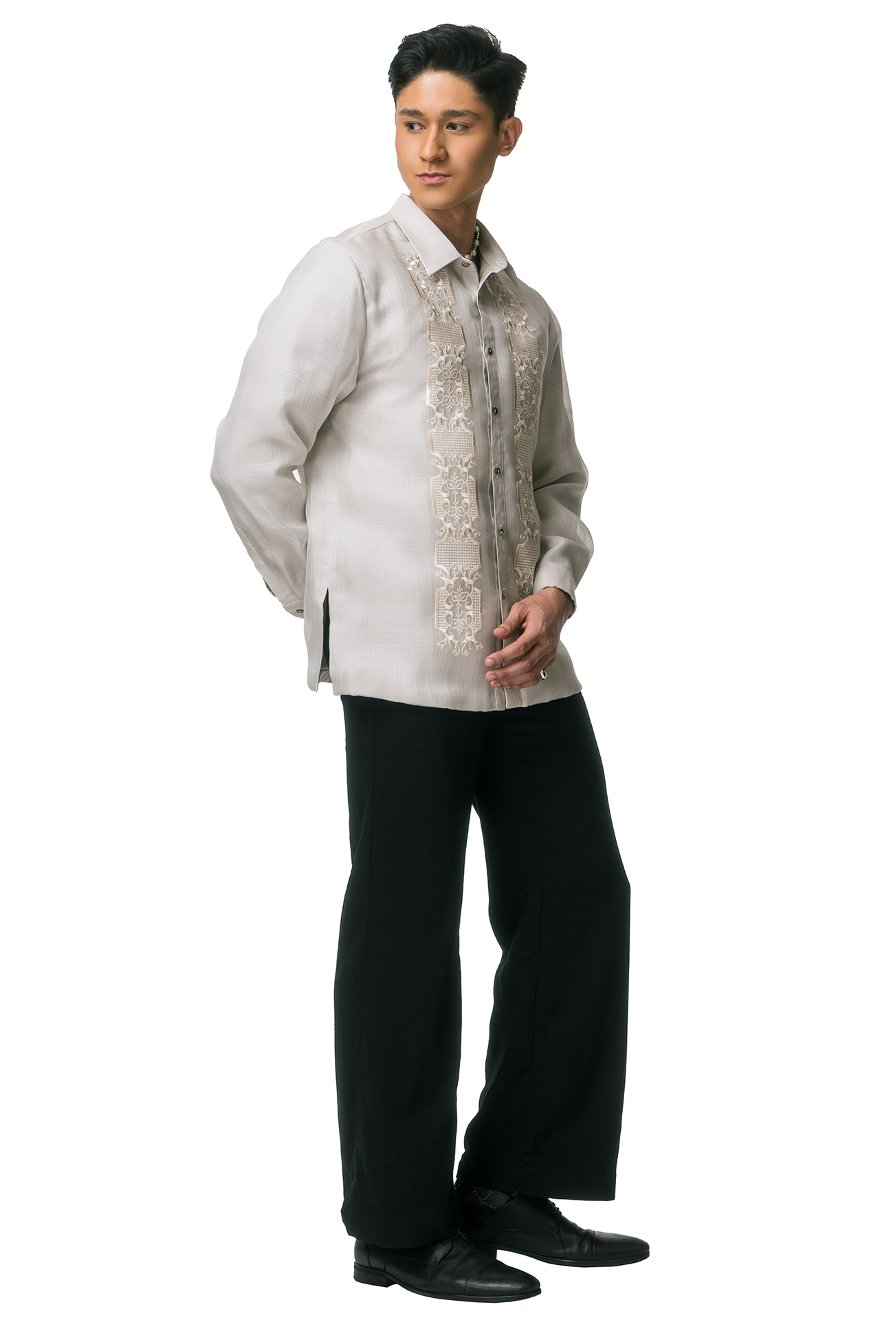 Lucas Men's Barong Tagalog (Lt. Gray)