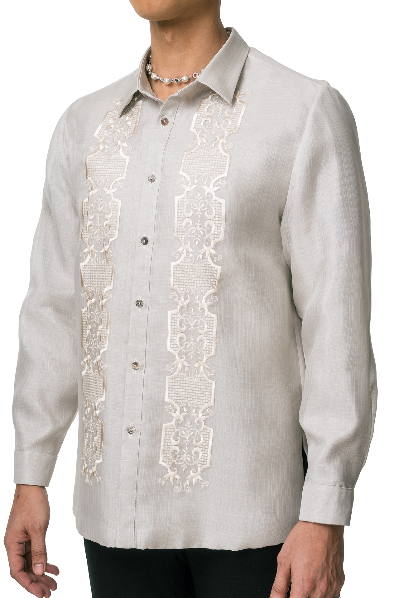 Lucas Men's Barong Tagalog (Lt. Gray)