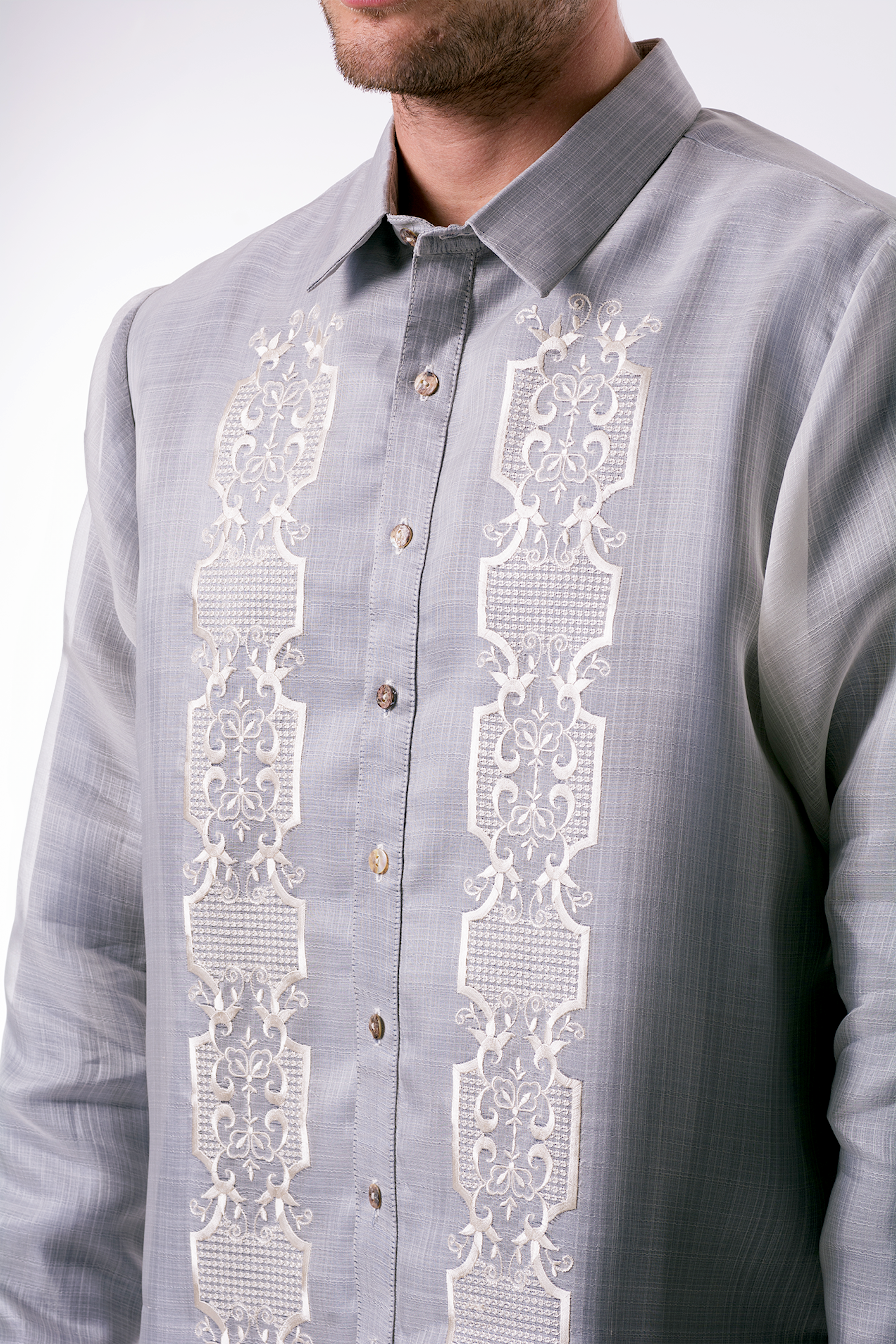 Lucas Men's Barong Tagalog (Lt. Gray)