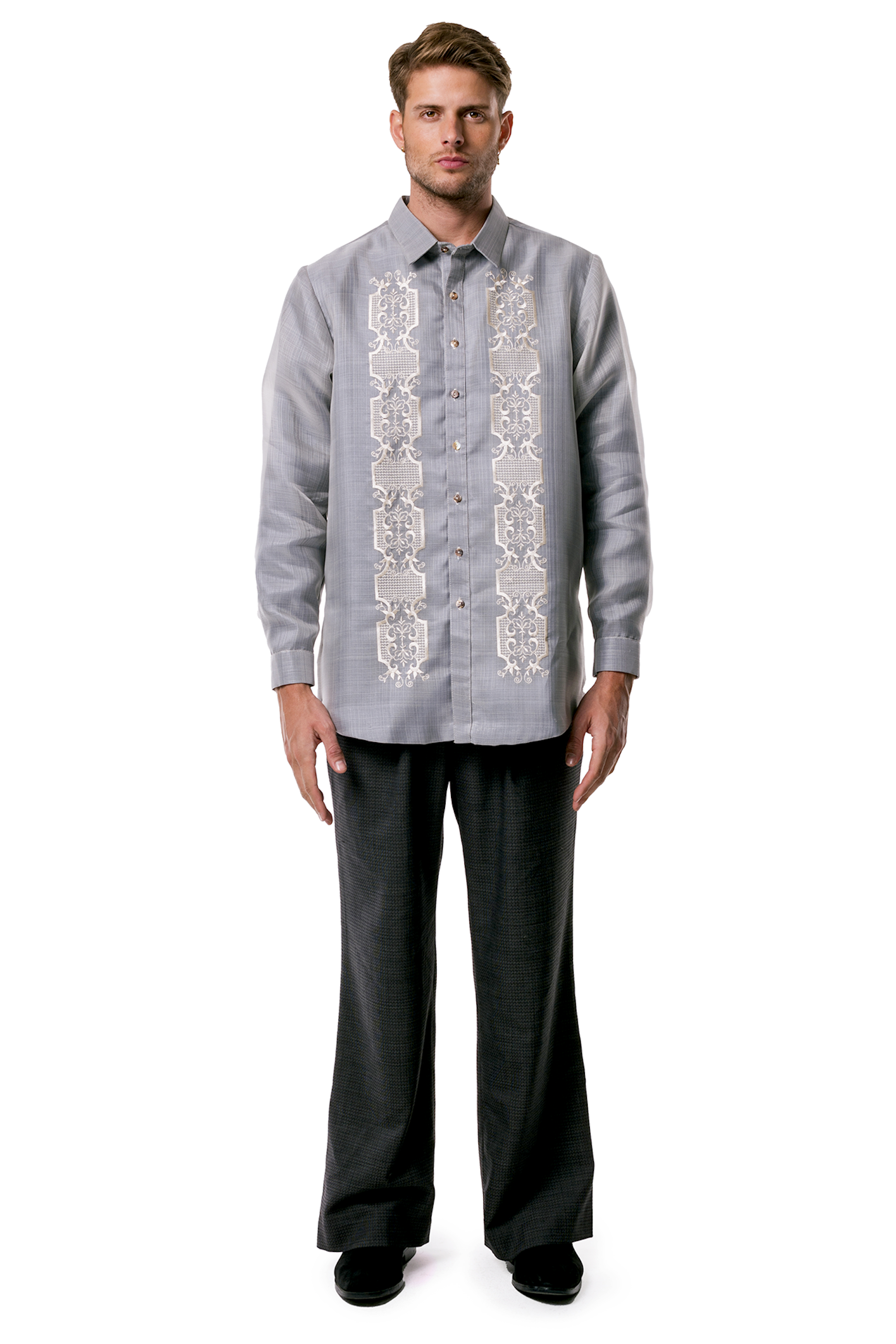 Lucas Men's Barong Tagalog (Lt. Gray)