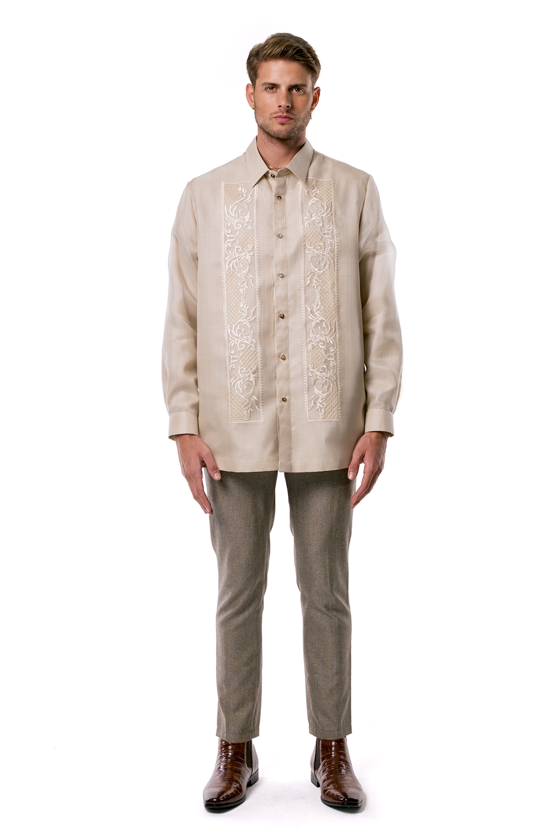 Pedro Men's Barong Tagalog (Beige)