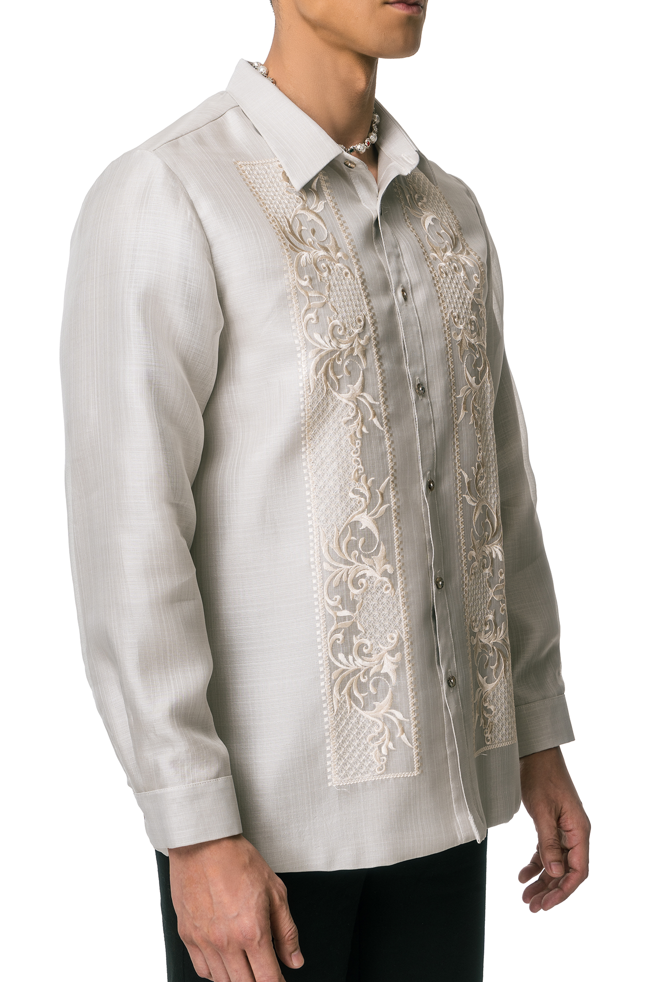 Pedro Men's Barong Tagalog (Lt. Gray)