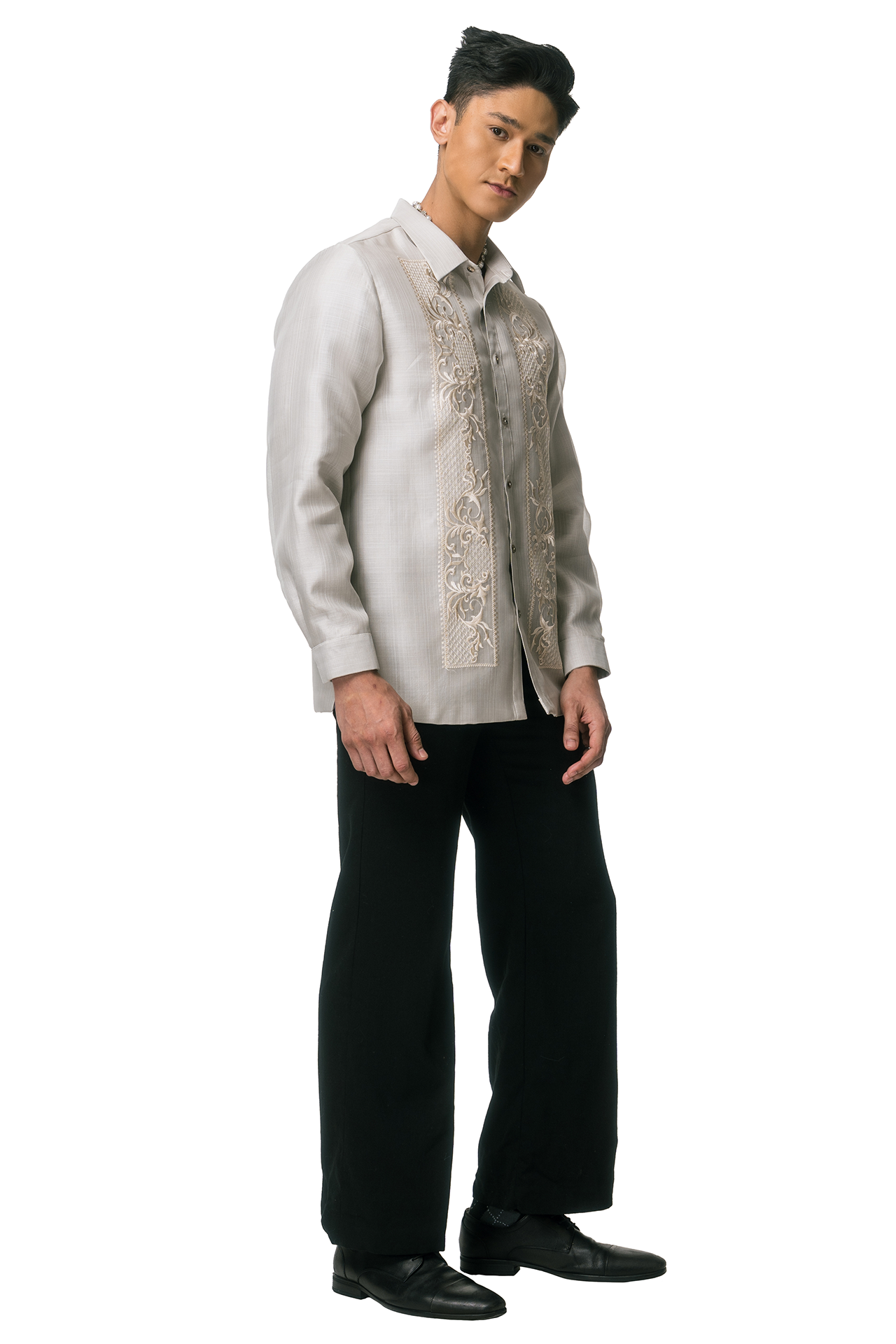 Pedro Men's Barong Tagalog (Lt. Gray)