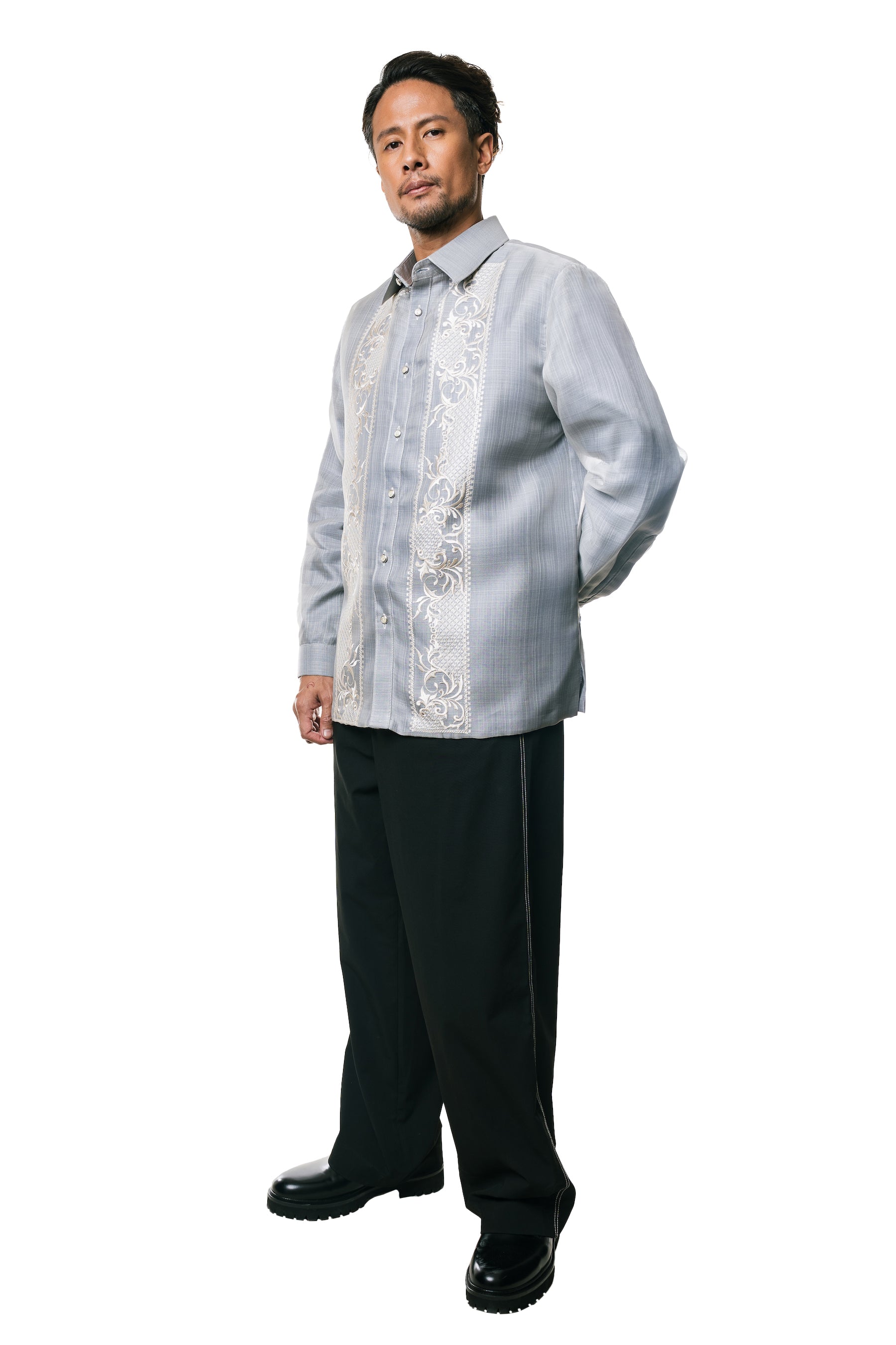 Pedro Men's Barong Tagalog (Lt. Gray)