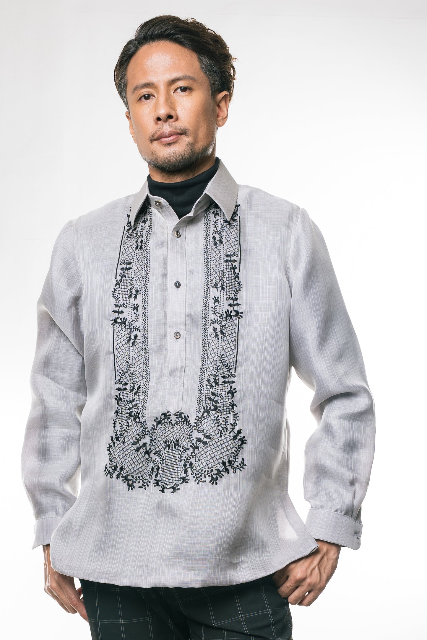 Roberto Mens Barong Tagalog | Gray | Modern Filipino by The Mestizo LA