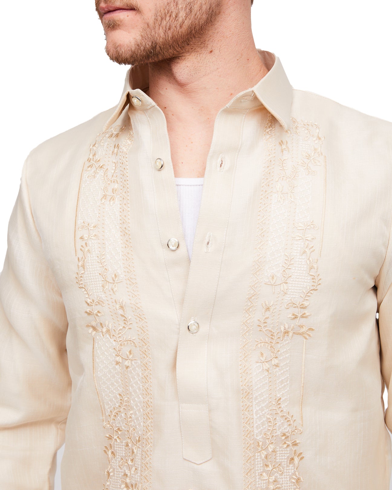 Roberto Men's Barong Tagalog (Beige)