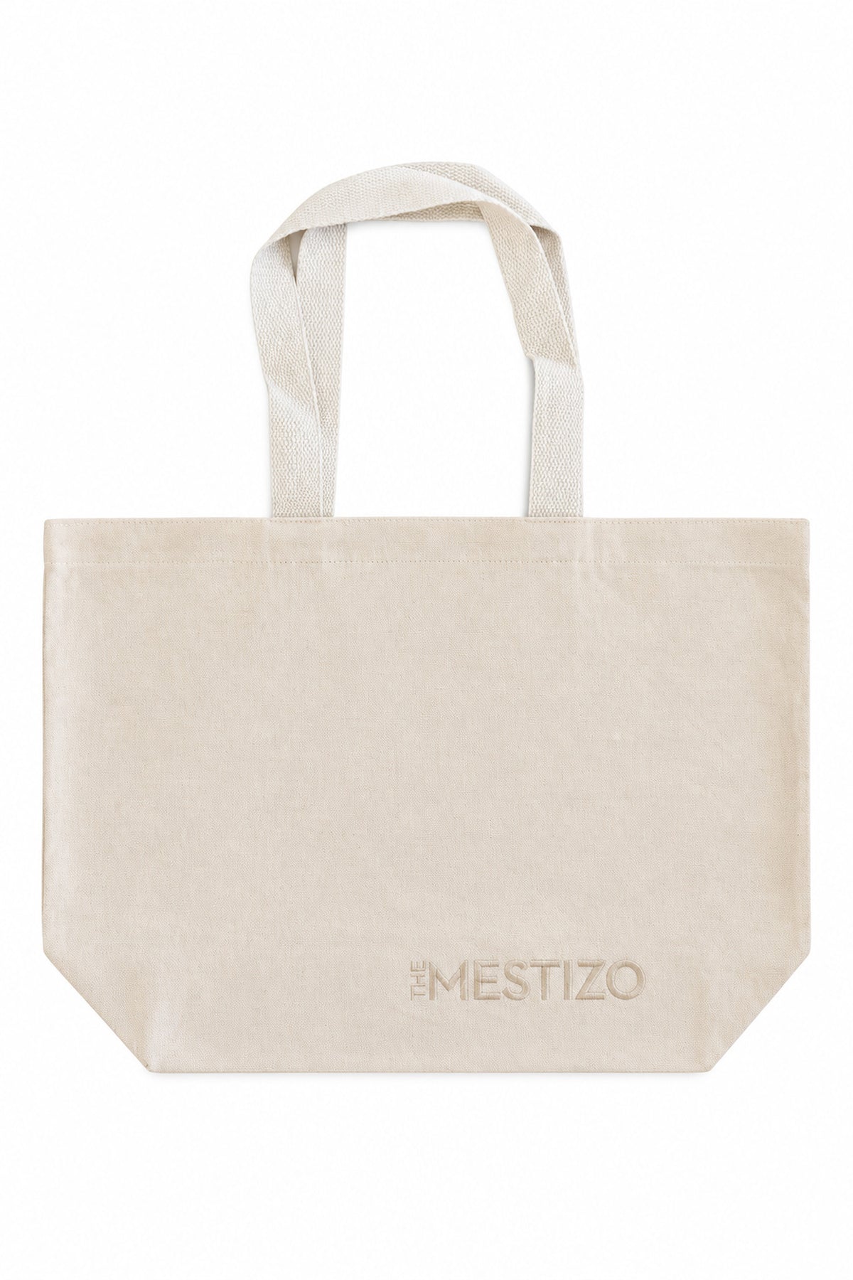 The House Tote in natural cotton canvas with tonal embroidered The Mestizo wordmark
