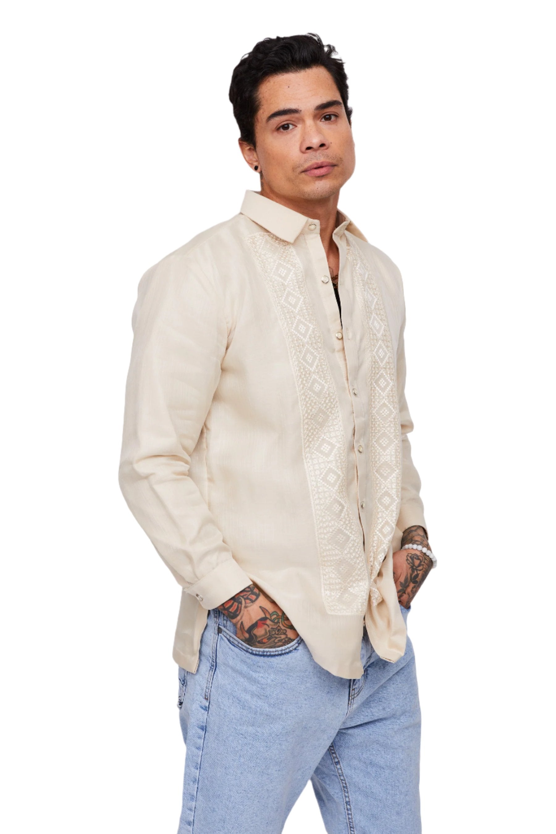 Mateo Men's Barong Tagalog (Beige)