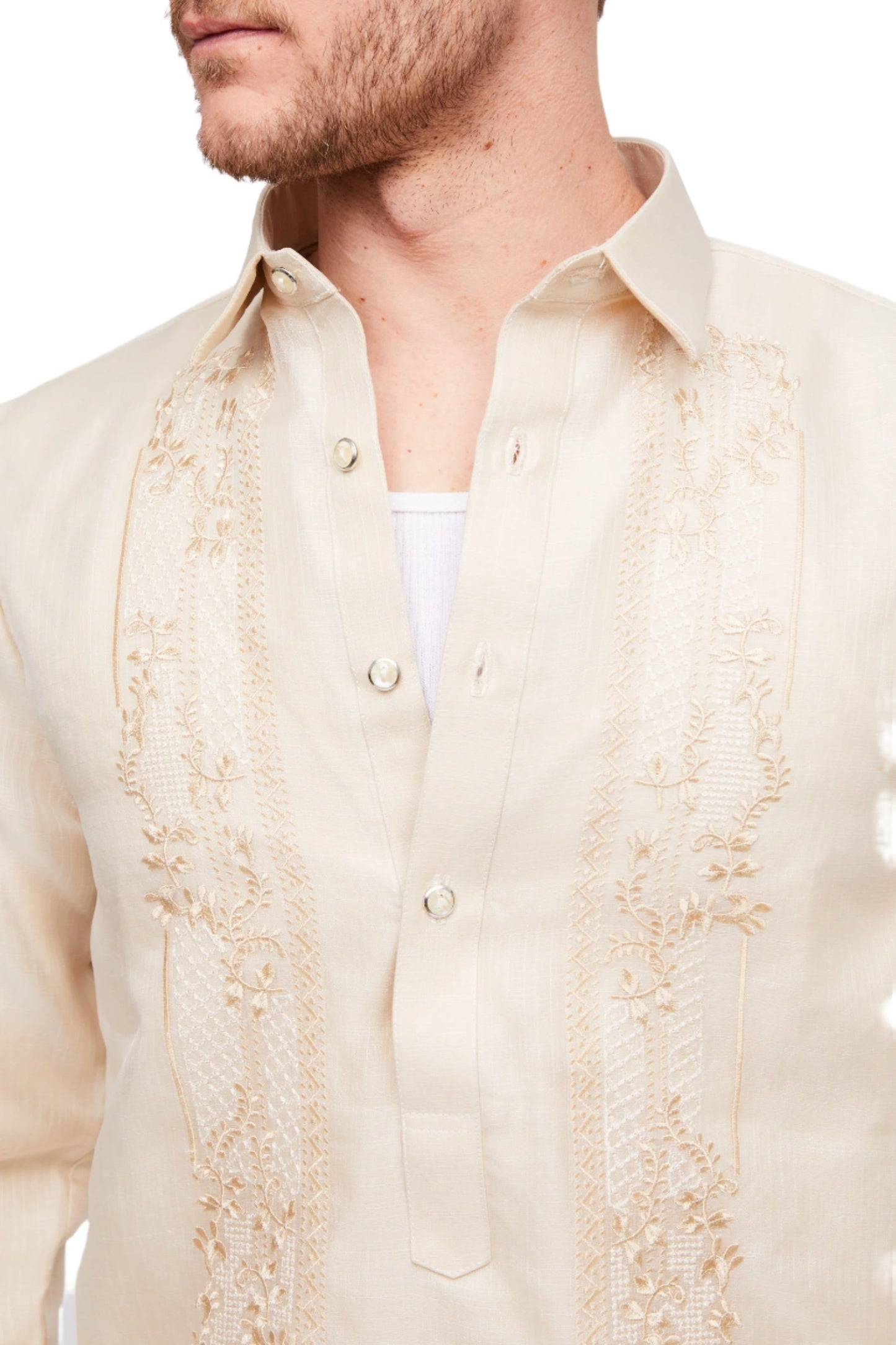 Roberto Men's Barong Tagalog (Beige)