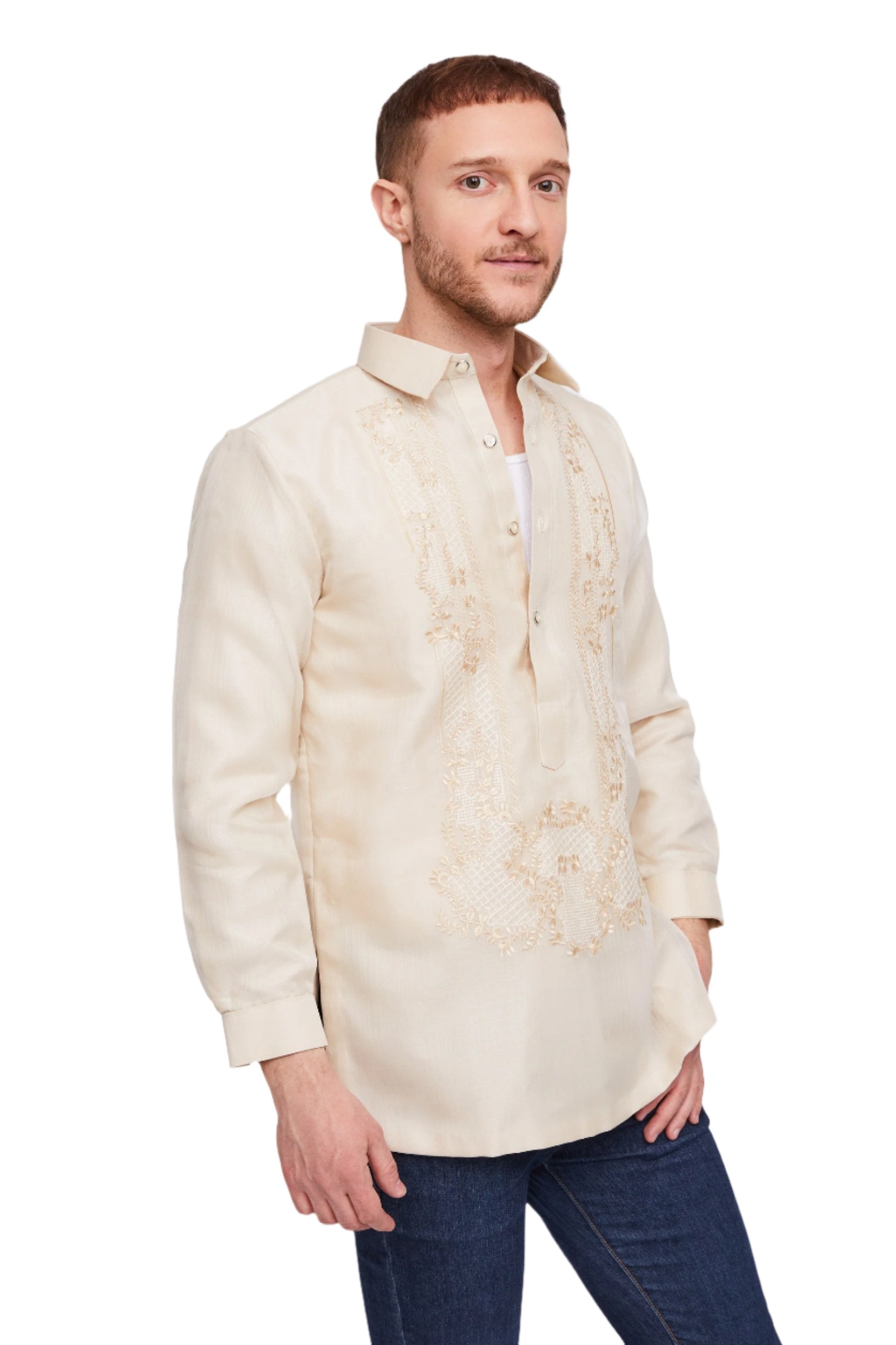 Roberto Men's Barong Tagalog (Beige)