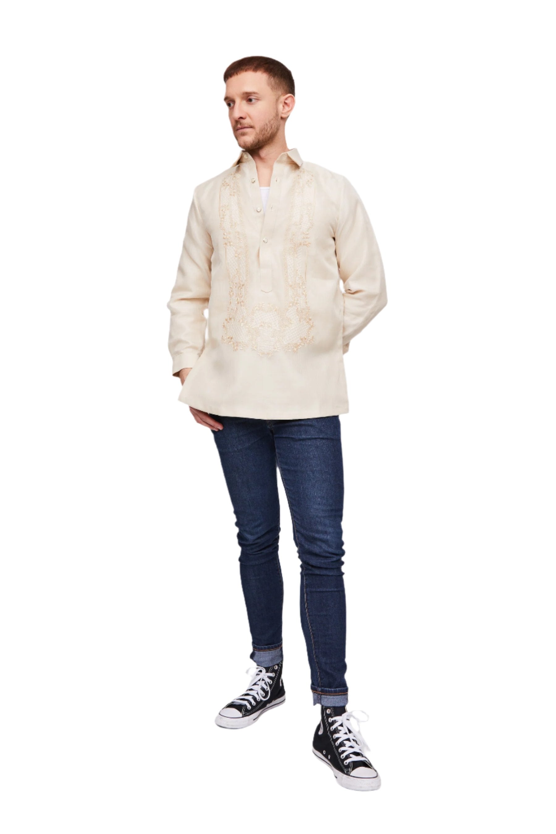 Roberto Men's Barong Tagalog (Beige)